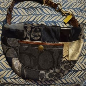 Coach. Vintage Y2K Denim Patchwork Baguette Bag Blue